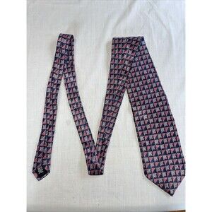 Croft & Barrow Dress Tie Mens Size 57" Blue Pink 100% Silk Designer